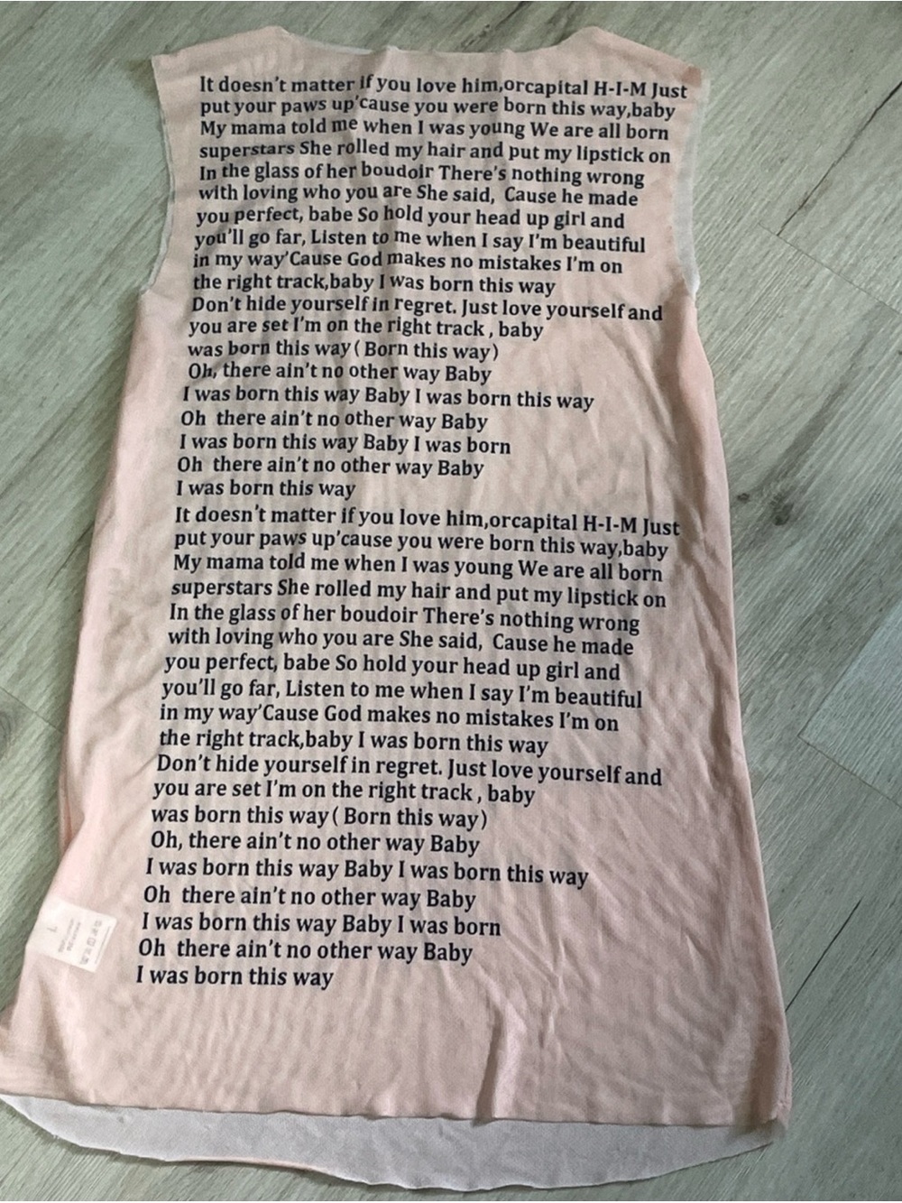 Soft Pink Mesh Lady Gaga lyrics Tank Top - Unbranded